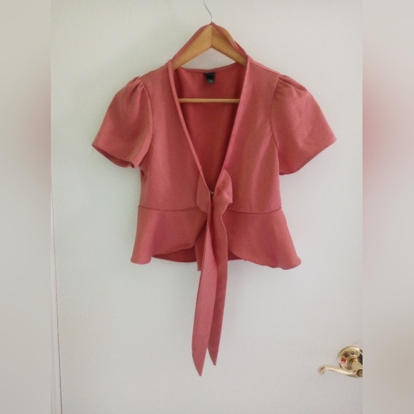 Wild fable women's baby pink peplum top with tie in the front - Picture 6 of 8